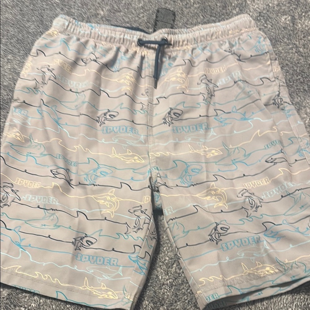 Spyder Gray Shark Pattern Swim Shorts
